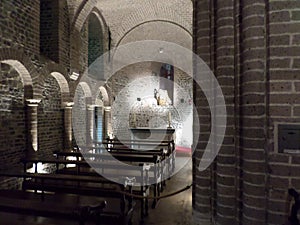 Interior of the Basilica of the Holy Blood. Bruges, Belgium.