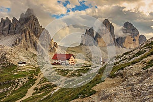 Locatelli Refuge in the Dolomites,Tre Cime Di Lavaredo,Alps,Italy photo