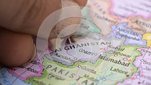 Location of Afghanistan on The Political Map Travel Concept Macro Close-Up View