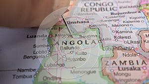 Location of Angola on The Political Map Travel Concept Macro Close-Up View