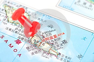 Location of Apia, the capital of Western Samoa, on the map