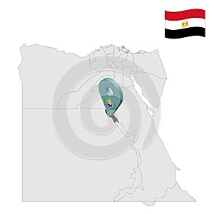 Location Asyut  Governorate on map Egypt. 3d location sign similar to the flag of  Asyut. Quality map  with  provinces Egypt for y