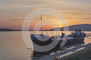 Docked ship river Danube