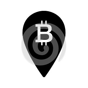 Location bitcoin solid icon. vector illustration isolated on white. glyph style design, designed for web and app. Eps 10