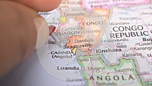 Location of Brazzaville on The Political Map Travel Concept Macro Close-Up View