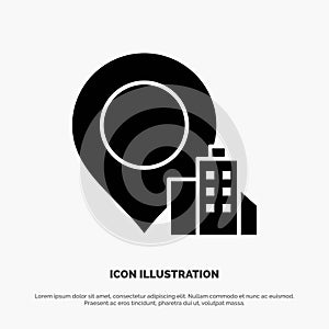 Location, Building, Hotel solid Glyph Icon vector