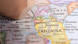 Location of Burundi on The Political Map Travel Concept Macro Close-Up View
