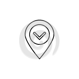Location, check icon. Simple thin line, outline vector of location icons for ui and ux, website or mobile application