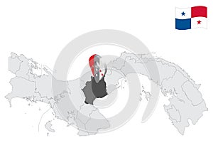 Location Cocle Province on map Panama. 3d location sign similar to the flag of  Cocle. Quality map  with  Regions of the Panama