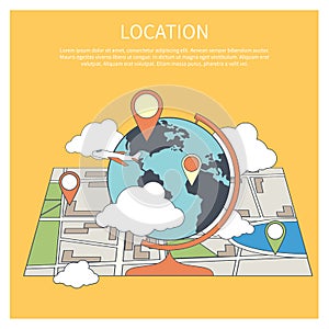 Location concept. World map infographic