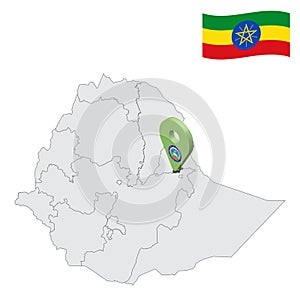 Location Dire Dawa on map Ethiopia. 3d location sign similar to the flag of  Dire Dawa. Quality map  with  regions of Ethiopia for