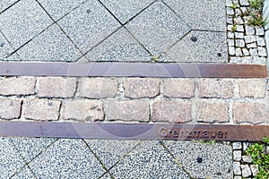 Location of the former Berlin wall at Berlin Wall Memorial (Gedenkstatte Berliner Mauer) in Berlin, Germa