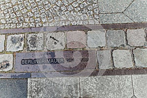 Location of the former Berlin wall at Berlin Wall Memorial (Gedenkstatte Berliner Mauer) in Berlin, Germa