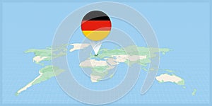 Location of Germany on the world map, marked with Germany flag pin