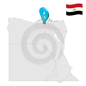 Location Gharbia Governorate on map Egypt. 3d location sign similar to the flag of  Gharbia. Quality map  with  provinces Egypt