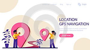 Location, GPS navigation modern concept illustration. Transportation delivery, map location, transport logistic, tourism