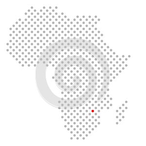 Location of Harare in Zimbabwe: Dotted map of Africa