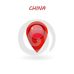 Location Icon for China Flag, Vector