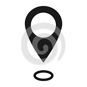 Location icon, map pointer symbol isolated on white background.  Vector web button