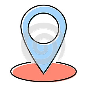 Location icon, map pointer symbol isolated on white background.  Vector web button