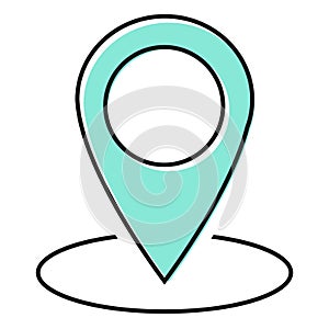 Location icon, map pointer symbol isolated on white background.  Vector web button