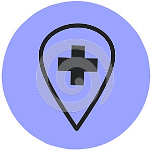 Location icon. Pharmacy sign sign, hospital, medical care navigation symbol