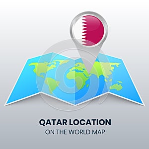 Location Icon Of Qatar On The World Map, Round Pin Icon Of Qatar