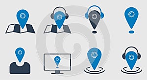 Location Icon Set Editable Vector.