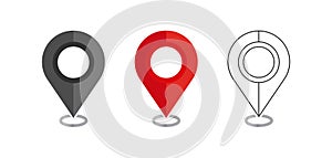 Location icon set. Pin, pointer illustration symbol. Sign navigation map vector