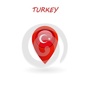 Location Icon for Turkey Flag, Vector
