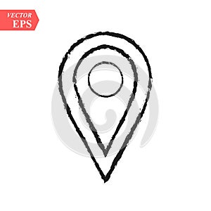 Location icon vector, pin sign, gps symbol, pointer, navigation, map pin icon, black location sign