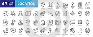 Location icons set. Navigation icons. Map pointer icons.