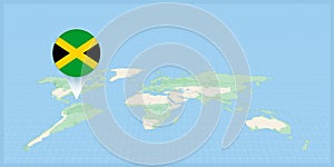 Location of Jamaica on the world map, marked with Jamaica flag pin