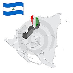 Location of  Jinotega Department  on map Nicaragua . 3d location sign similar to the flag of Jinotega. Quality map  with  province photo