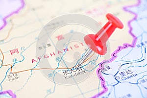 The location of Kandahar on the map photo