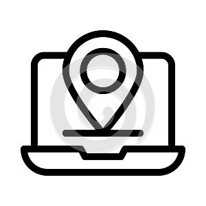 Location laptop vector thin line icon