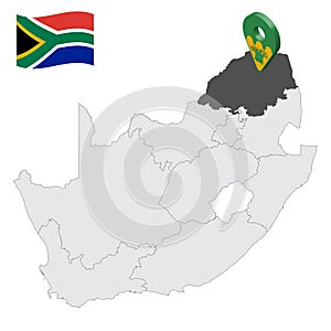 Location  Limpopo Province on map South Africa. 3d location sign similar to the flag of  province Limpopo. Quality map  with regio