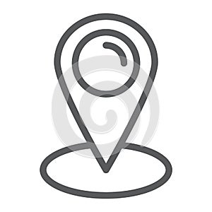 Location line icon, gps and navigation, map pin sign, vector graphics, a linear pattern on a white background.