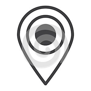 Location line icon, map pin and website button