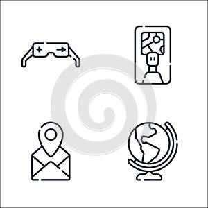 location line icons. linear set. quality vector line set such as globe, letter, car