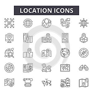 Location line icons for web and mobile design. Editable stroke signs. Location  outline concept illustrations