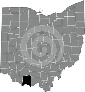 Location map of the Adams County of Ohio, USA