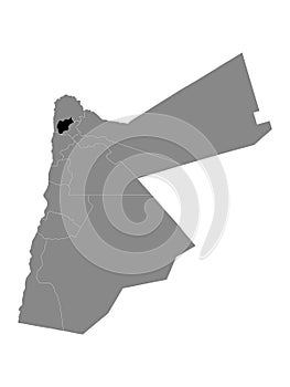 Location Map of Ajloun Governorate