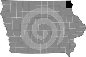 Location map of the Allamakee County of Iowa, USA