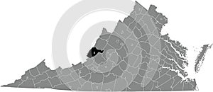 Location map of the Alleghany County of Virginia, USA