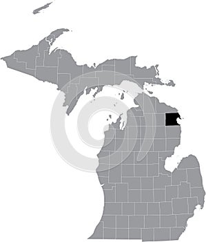 Location map of the Alpena County of Michigan, USA