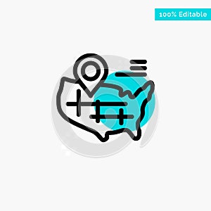 Location, Map, American turquoise highlight circle point Vector icon