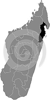 Location map of the Analanjirofo region of Madagascar