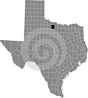 Location map of the Archer County of Texas, USA