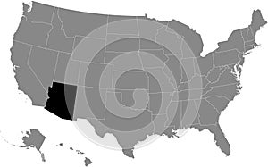 Location map of Arizona, USA
